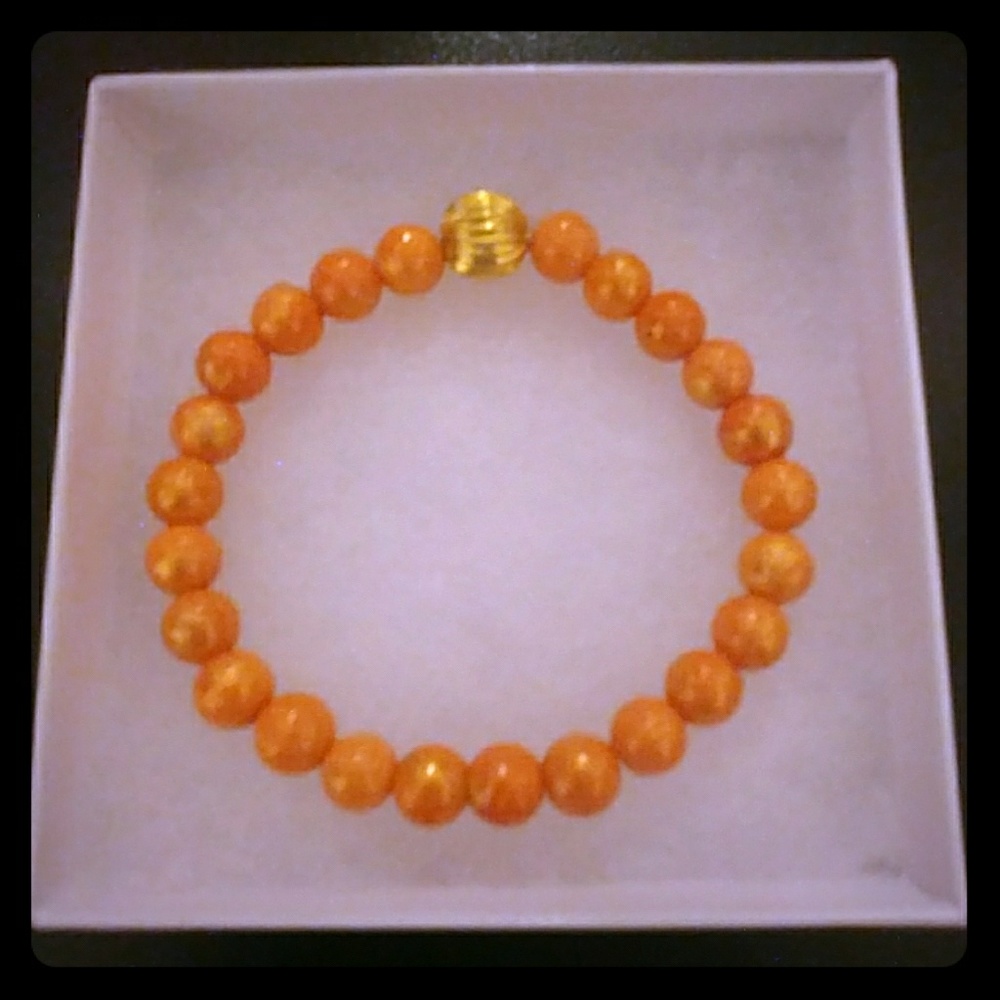 Orange & Gold Jade Stone Bracelet